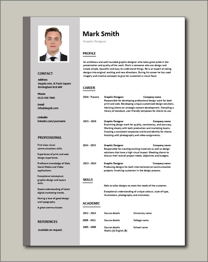 graphic design job description resume