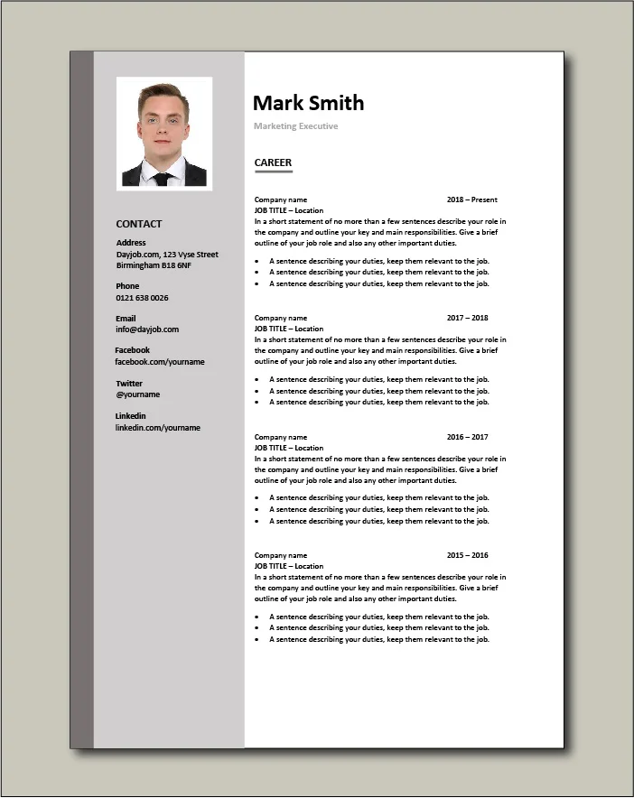 Marketing Executive resume - Career