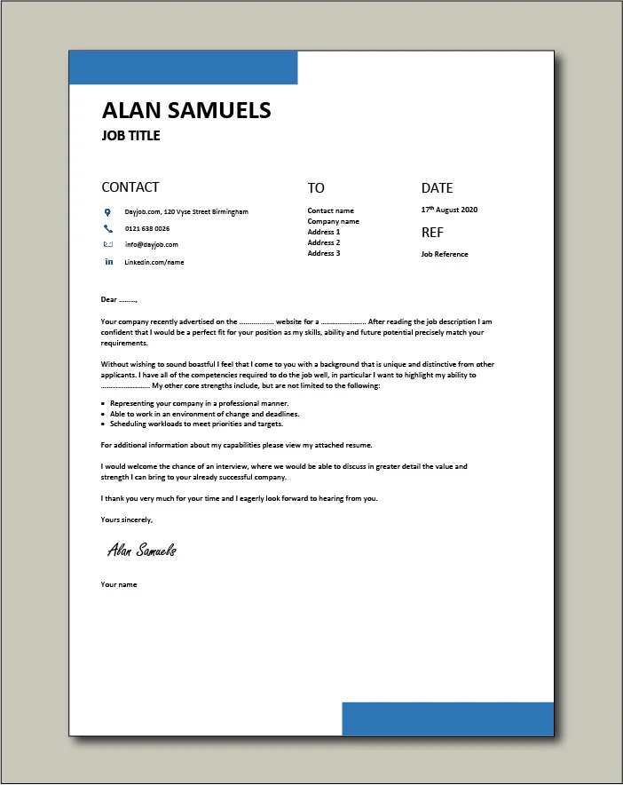 Premium template 72 - Cover letter