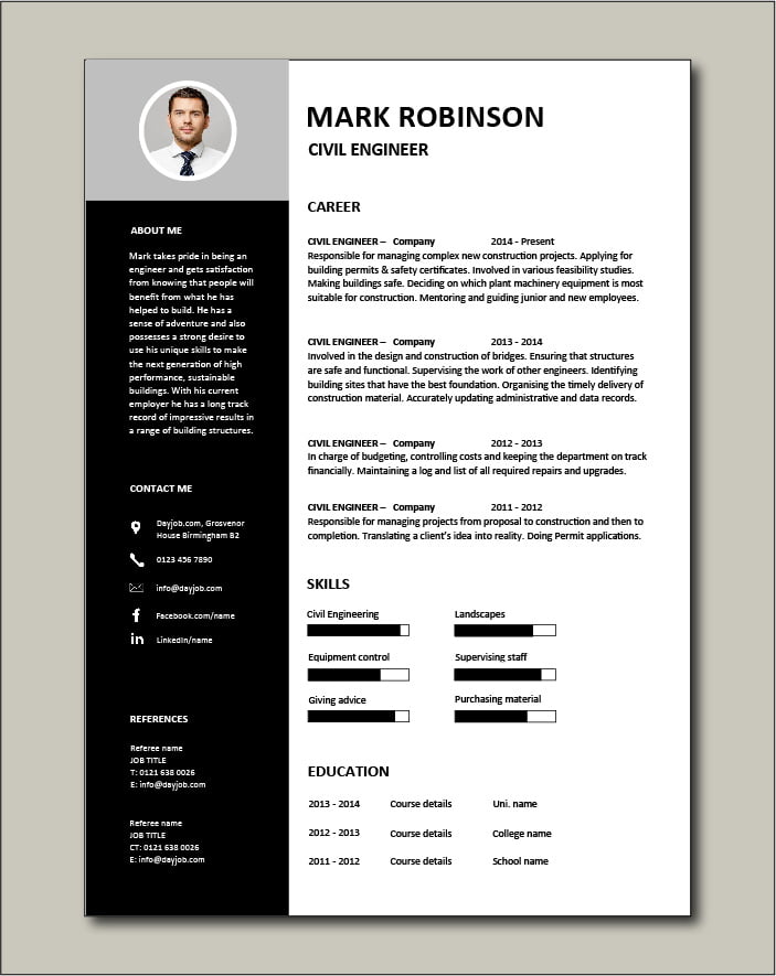 Civil Engineer Resume 1 Template Construction Bridges Tall 