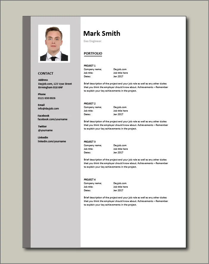 Gas Engineer CV - Portfolio