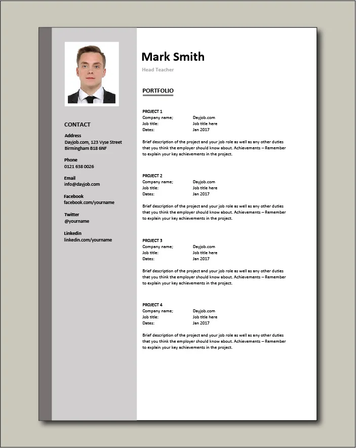 Head Teacher CV - Portfolio