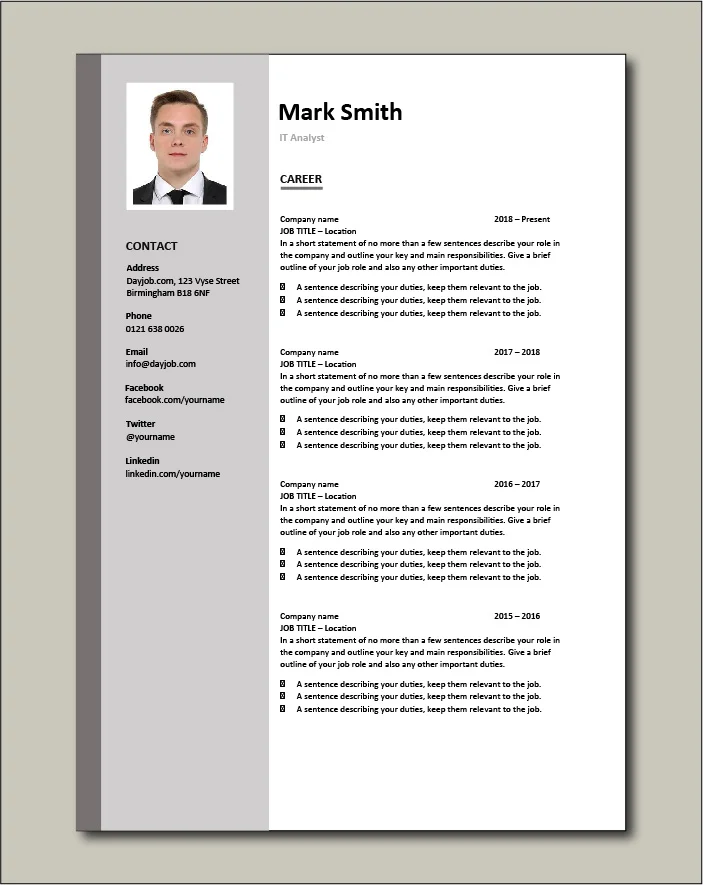 IT Analyst resume - Career