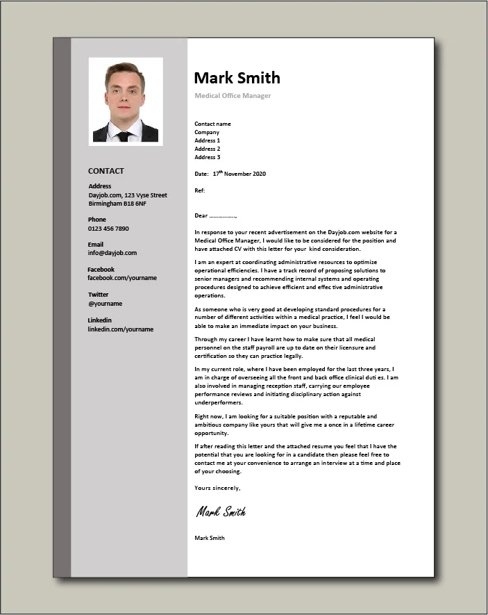 Medical Office Manager Cover letter