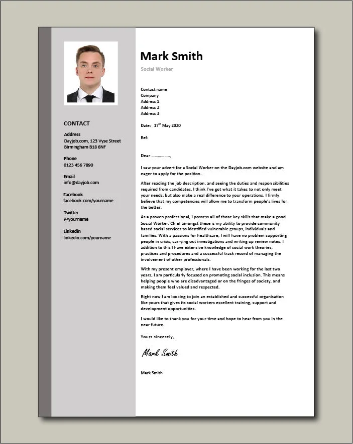 Social Worker Cover letter
