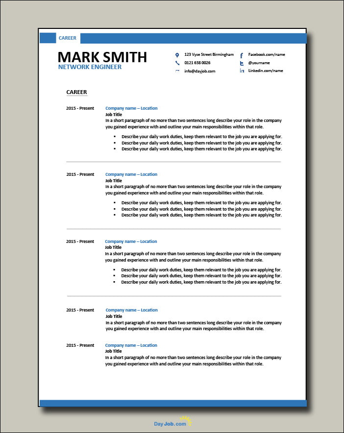 Network Engineer resume 2 - Career