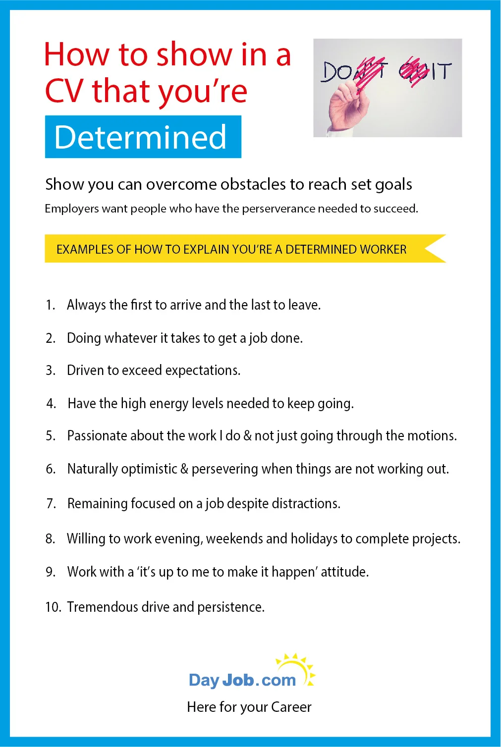 How to show in a CV that you’re a determined person