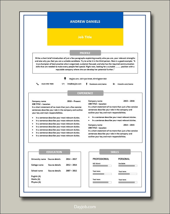 Ukrainian CV template 2 - 1 page