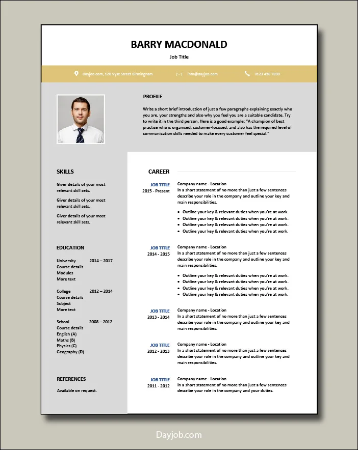 A simple and clean premium CV template that is not cluttered