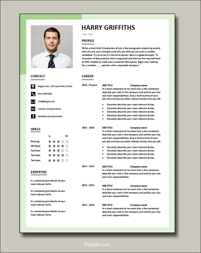 Chronological resume 3 - 2 page
