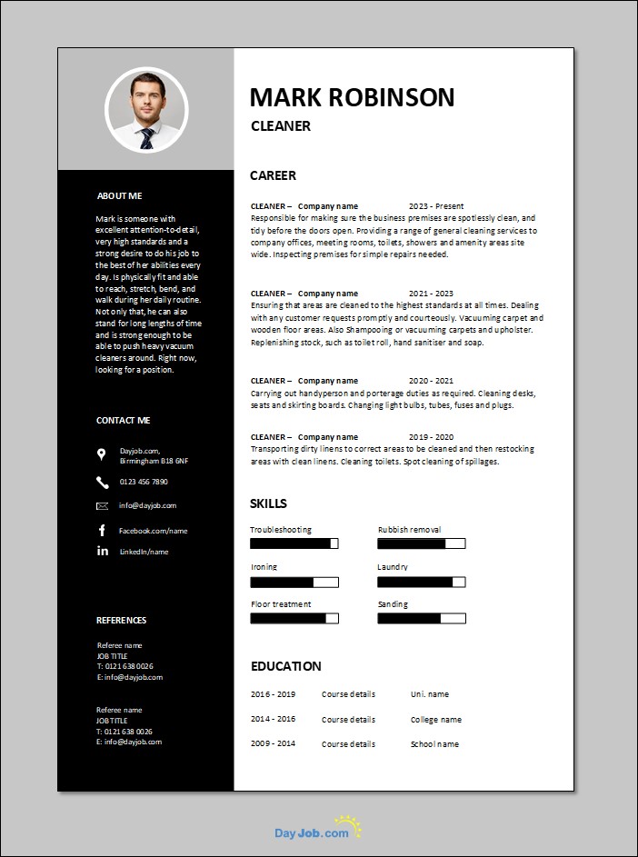 Cleaner CV template 2